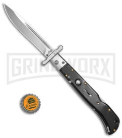 Italian Style 11" Roma Marbled Black Swinguard Stiletto Knife - Polished Plain 7 Italian Style 11" Roma Marbled Black Swinguard Stiletto Knife - Polished Plain -Kershaw Sale Store AKC 11in Roma Automatic Swinguard Drop Point Black Marble 4in Polished BHQ 164940 td size large