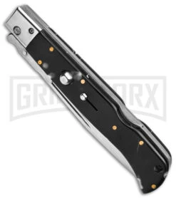 Italian Style 11" Roma Marbled Black Swinguard Stiletto Knife - Polished Plain 5 Italian Style 11" Roma Marbled Black Swinguard Stiletto Knife - Polished Plain -Kershaw Sale Store AKC 11in Roma Automatic Swinguard Drop Point Black Marble 4in Polished BHQ 164940 td spine large