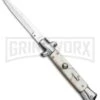 9"Anomaly Stiletto White Pearlex Automatic Knife - Satin Bayonet -Kershaw Sale Store AKC 9in Stiletto White Pearlex Auto Bayo GX 37958 jr large