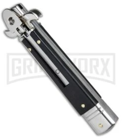 AKC Bill DeShivs 7.5" Leverletto Ebony Wood Automatic Knife - Satin Plain -Kershaw Sale Store AKC Bill DeShivs Leverletto Ebony Wood Satin Plain BP 26642 jr spine large