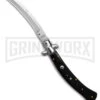 AKC Curved Stiletto Black Marble Automatic Knife - Satin Plain -Kershaw Sale Store AKC Curved Stiletto Black Marble Automatic Knife Satin Plain GX 41491 hd large