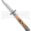 AKC Automatic Swinguard 9" Stag - Satin Bayonet Blade -Kershaw Sale Store AKC Italian Stiletto Bayonet Swinguard Automatic Knife Stag Horn 4in Satin BHQ 143160 hd large