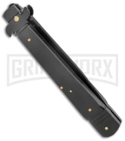 AKC 9" Tactical Leverletto Black Automatic Knife - Flat Grind 6 AKC 9" Tactical Leverletto Black Automatic Knife - Flat Grind -Kershaw Sale Store AKC Leverletto 9in LL Auto Italian Black Black BHQ 50877 jr side large