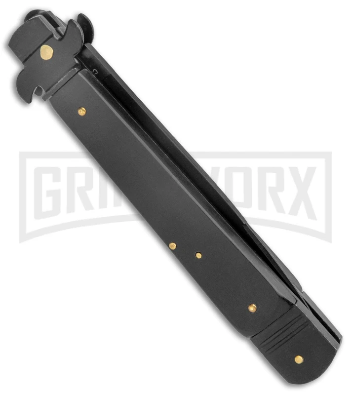 AKC 9" Tactical Leverletto Black Automatic Knife - Flat Grind 3 AKC 9" Tactical Leverletto Black Automatic Knife - Flat Grind - Image 3