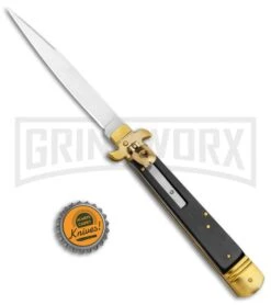 AKC 9" Leverletto Ebony Wood Brass Automatic Knife - Flat Grind 7 AKC 9" Leverletto Ebony Wood Brass Automatic Knife - Flat Grind -Kershaw Sale Store AKC Leverletto 9in LL Auto Italian Brass Ebony Wood Satin BHQ 50869 jr bottlecap large