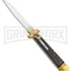 AKC 9" Leverletto Ebony Wood Brass Automatic Knife - Flat Grind 9 AKC 9" Leverletto Ebony Wood Brass Automatic Knife - Flat Grind -Kershaw Sale Store AKC Leverletto 9in LL Auto Italian Brass Ebony Wood Satin BHQ 50869 jr large