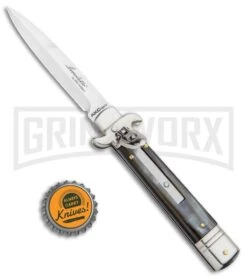 AKC 7.75" Leverletto Honey Horn Automatic Knife - Satin Bayonet 7 AKC 7.75" Leverletto Honey Horn Automatic Knife - Satin Bayonet -Kershaw Sale Store AKC Leverletto LL Auto Honey Horn Bayo BHQ 92872 jr bottlecap large 1