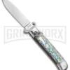 AKC 8" Shot Shell Puller Lever Lock Abalone Automatic Knife - Flat Plain -Kershaw Sale Store AKC Shot Puller 8in LL Italian Abalone BHQ 68879 jr large