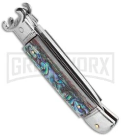 AKC 8" Shot Shell Puller Lever Lock Abalone Automatic Knife - Flat Plain 6 AKC 8" Shot Shell Puller Lever Lock Abalone Automatic Knife - Flat Plain -Kershaw Sale Store AKC Shot Puller 8in LL Italian Abalone BHQ 68879 jr side large