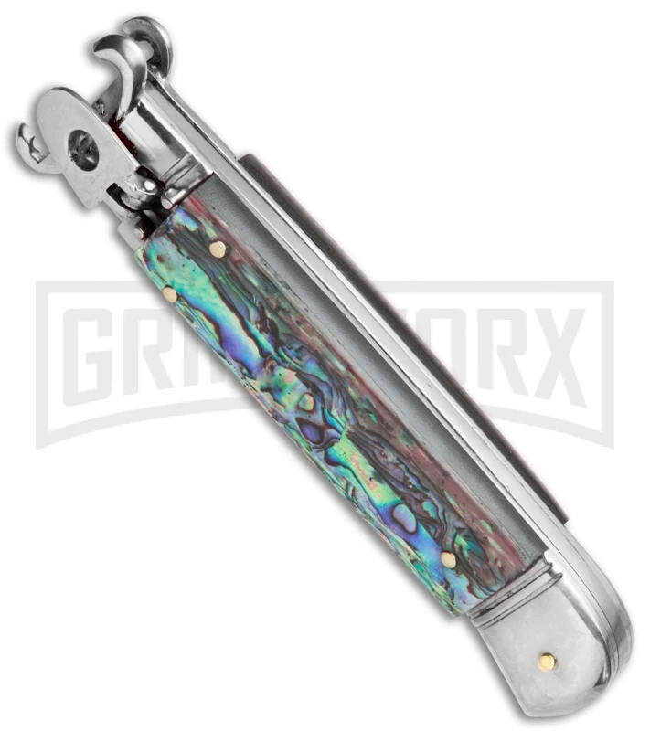 AKC 8" Shot Shell Puller Lever Lock Abalone Automatic Knife - Flat Plain 2 AKC 8" Shot Shell Puller Lever Lock Abalone Automatic Knife - Flat Plain - Image 2