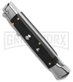 AKC 9" Italian Stiletto Swinguard Black G10 Automatic Knife W/Sheath- Bayonet -Kershaw Sale Store AKC Swinguard 9in Automatic Stiletto Black G10 w Sheath 4in Satin Bayonet BHQ 189371 hd spine large