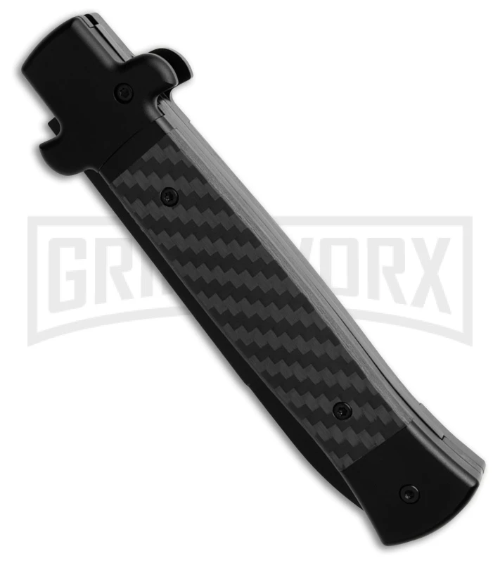 AKC X-Treme Shadow Black Carbon Fiber Bolster Release Auto Knife - Black Plain 2 AKC X-Treme Shadow Black Carbon Fiber Bolster Release Auto Knife - Black Plain - Image 2