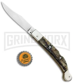 AGA Campolin Sahara Ram Horn Italian Stiletto Automatic Knife - Mirror Plain -Kershaw Sale Store Aga Campolin 9in Sahara Italian Stiletto Auto Ram Horn Mirror BHQ 90703 jr bottlecap large