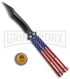 American Flag Balisong Butterfly Knife Black - Blade Pain -Kershaw Sale Store American Flag Balisong Butterfly Black Blade BF 202 5 GX 37597 jr bottlecap large