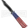 American Flag Balisong Butterfly Knife Black - Blade Pain