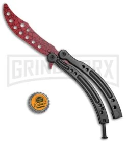 Andux CS Black Balisong Butterfly Trainer - Cracked Red Holes -Kershaw Sale Store Andux C S Black Balisong Butterfly Trainer Cracked Red Holes A0002975 BP 24576 jr bottlecap large