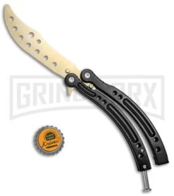 Andux CS Black Balisong Butterfly Trainer - Gold Holes -Kershaw Sale Store Andux C S Black Balisong Butterfly Trainer Gold Holes AB000929 BP 24577 jr bottlecap large