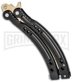 Andux CS Black Balisong Butterfly Trainer - Gold Holes -Kershaw Sale Store Andux C S Black Balisong Butterfly Trainer Gold Holes AB000929 BP 24577 jr side large