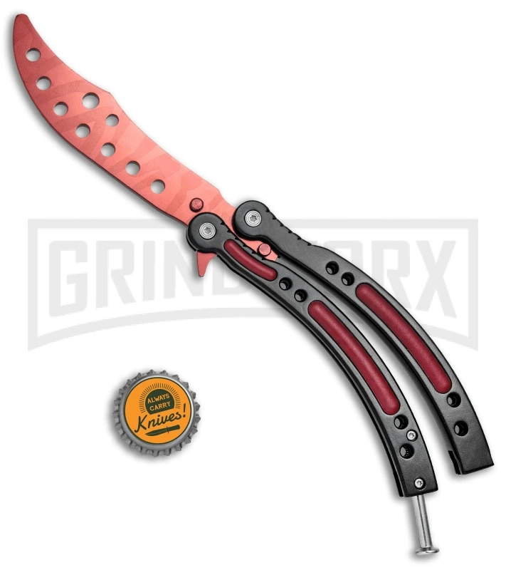 Andux CS Red/Black Balisong Butterfly Trainer - Red Holes 4 Andux CS Red/Black Balisong Butterfly Trainer - Red Holes - Image 4