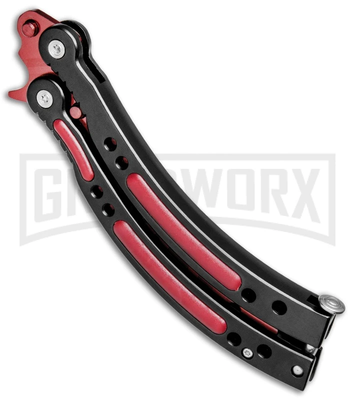 Andux CS Red/Black Balisong Butterfly Trainer - Red Holes 2 Andux CS Red/Black Balisong Butterfly Trainer - Red Holes - Image 2
