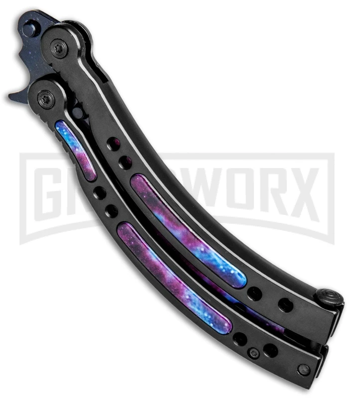 Andux CS Stardust/Black Balisong Butterfly Trainer - Stardust Holes 2 Andux CS Stardust/Black Balisong Butterfly Trainer - Stardust Holes - Image 2