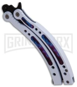 Andux CS Balisong White Butterfly Knife W/ Stardust Inlays - Bowie Stardust -Kershaw Sale Store Andux CS Balisong White Butterfly Stardust Inlays Bowie Stardust GX 32298 er spine large