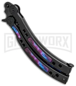 Andux CS Black Balisong Butterfly Knife W/ Stardust Inlays - Bowie Stardust -Kershaw Sale Store Andux CS Black Balisong Butterfly Stardust Inlays Bowie Startdust PBF7T GX 33139 jr side large