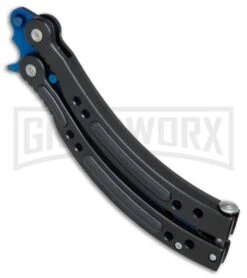 Andux CS Black Balisong Butterfly Trainer - Blue Holes -Kershaw Sale Store Andux CS Black trainer blue holes BP 24579 er spine large