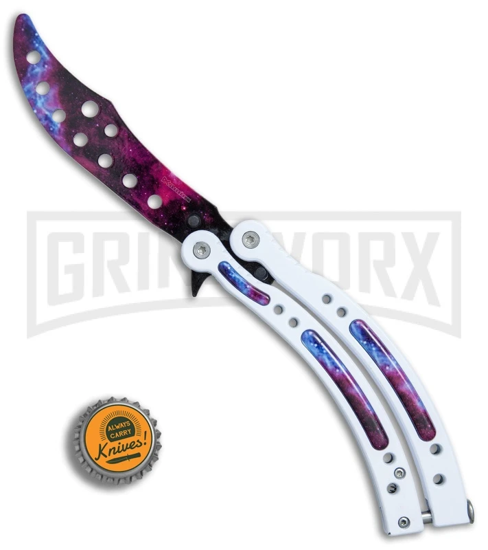 Andux CS White/Stardust Balisong Butterfly Trainer - Stardust Holes 4 Andux CS White/Stardust Balisong Butterfly Trainer - Stardust Holes - Image 4