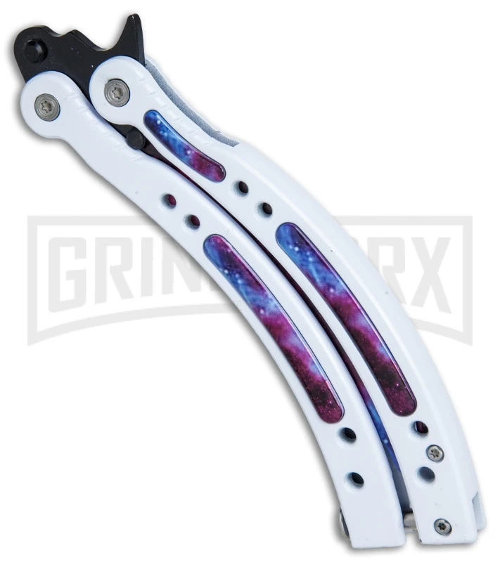 Andux CS White/Stardust Balisong Butterfly Trainer - Stardust Holes 3 Andux CS White/Stardust Balisong Butterfly Trainer - Stardust Holes - Image 3