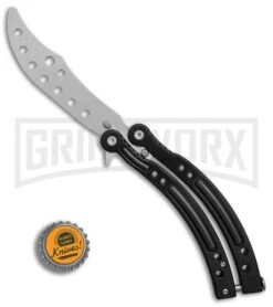 Andux CS Black Balisong Butterfly Trainer - Satin Holes -Kershaw Sale Store Andux CS black trainer satin holes BP 24582 er bottlecap large
