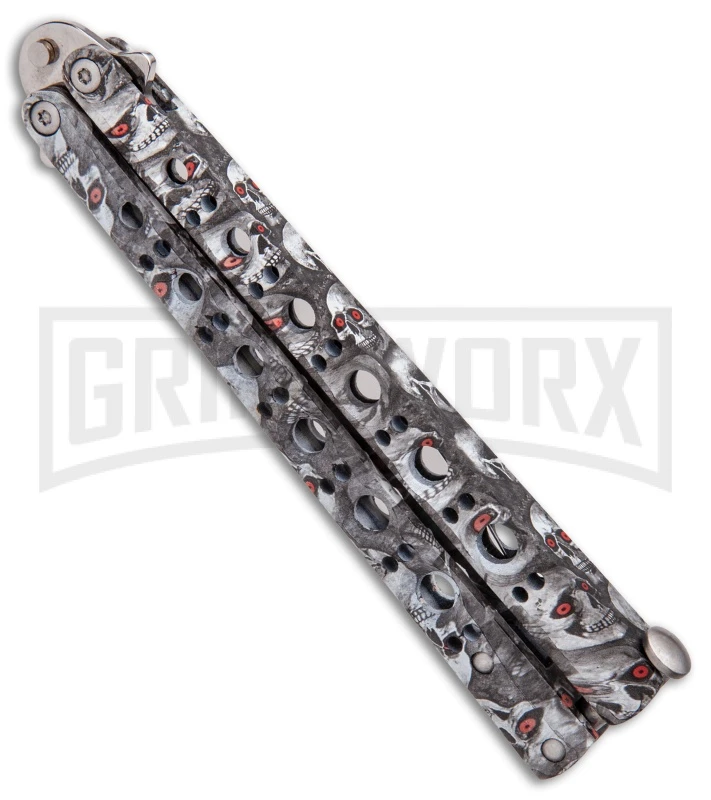 Andux Skull Fly Gray Butterfly Knife - Polished Bayo 2 Andux Skull Fly Gray Butterfly Knife - Polished Bayo - Image 2
