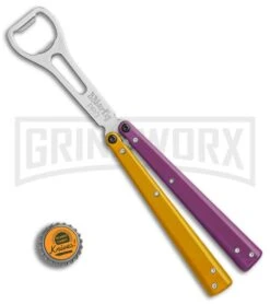 BB Barfly Pro Purple/Yellow Bottle Opener Butterlfy Trainer 7 BB Barfly Pro Purple/Yellow Bottle Opener Butterlfy Trainer -Kershaw Sale Store BB Barfly Pro Model Bottle Opener Butterfly Trainer Purple Yellow BHQ 87778 er bottlecap large