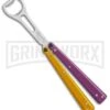 BB Barfly Pro Purple/Yellow Bottle Opener Butterlfy Trainer -Kershaw Sale Store BB Barfly Pro Model Bottle Opener Butterfly Trainer Purple Yellow BHQ 87778 er large