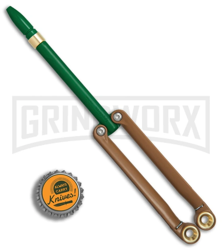 BaliYo By Spyderco Butterfly Pen Flipper Green/Brown 4 BaliYo By Spyderco Butterfly Pen Flipper Green/Brown - Image 4