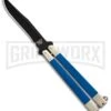 Bear & Son Blue G-10 Butterfly Knife - Black Plain -Kershaw Sale Store Bear Butterfly Knive blue G10 handles Black Plain BHQ 87253 er large