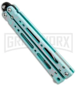 Bear Ops Bear Song IV Cyan Speckle Blue Butterfly Knife - Black -Kershaw Sale Store Bear Ops Bear Song IV Butterfly Cyan Speckle Blue Black B 400 AICY B BHQ 83465 jr side large