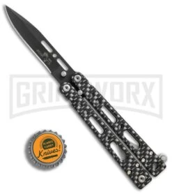 Bear OPS Bear Song IV Sim. Carbon Fiber Small Butterfly Knife - Black Plain 7 Bear OPS Bear Song IV Sim. Carbon Fiber Small Butterfly Knife - Black Plain -Kershaw Sale Store Bear Ops Bear Song IV small sim carbon fiber black BHQ 75950 er bottlecap large 1