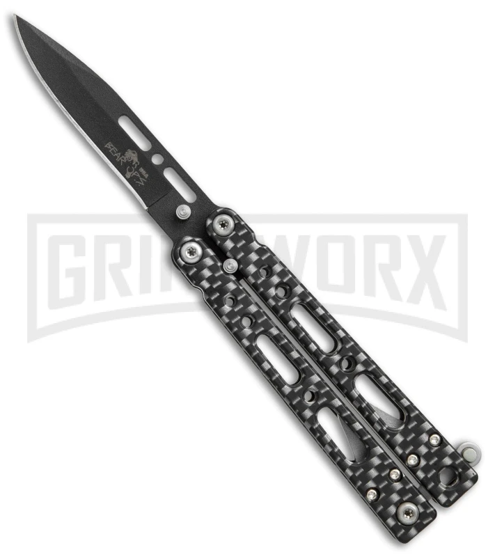 Bear OPS Bear Song IV Sim. Carbon Fiber Small Butterfly Knife - Black Plain 1 Bear OPS Bear Song IV Sim. Carbon Fiber Small Butterfly Knife - Black Plain
