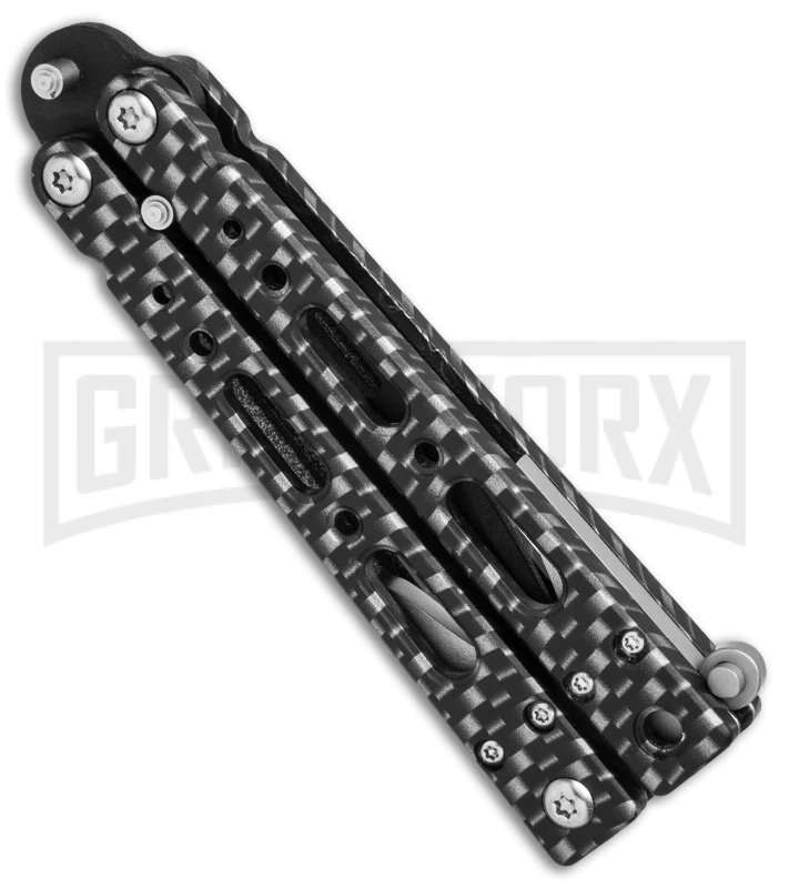 Bear OPS Bear Song IV Sim. Carbon Fiber Small Butterfly Knife - Black Plain 2 Bear OPS Bear Song IV Sim. Carbon Fiber Small Butterfly Knife - Black Plain - Image 2