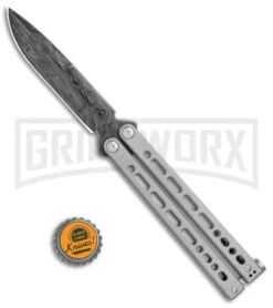 Bear Ops Bear Song VIII Gray Butterfly Knife - Bayonet Damascus Plain -Kershaw Sale Store Bear Ops Bear Song VIII Butterfly Black Damascus BHQ 114827 jr bottlecap large