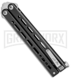 Bear Ops Bear Song VIII Black Butterfly Knife - Clip Point Satin Plain -Kershaw Sale Store Bear Ops Bear Song VIII Butterfly CP Black Steel Satin BHQ 107303 jr side large
