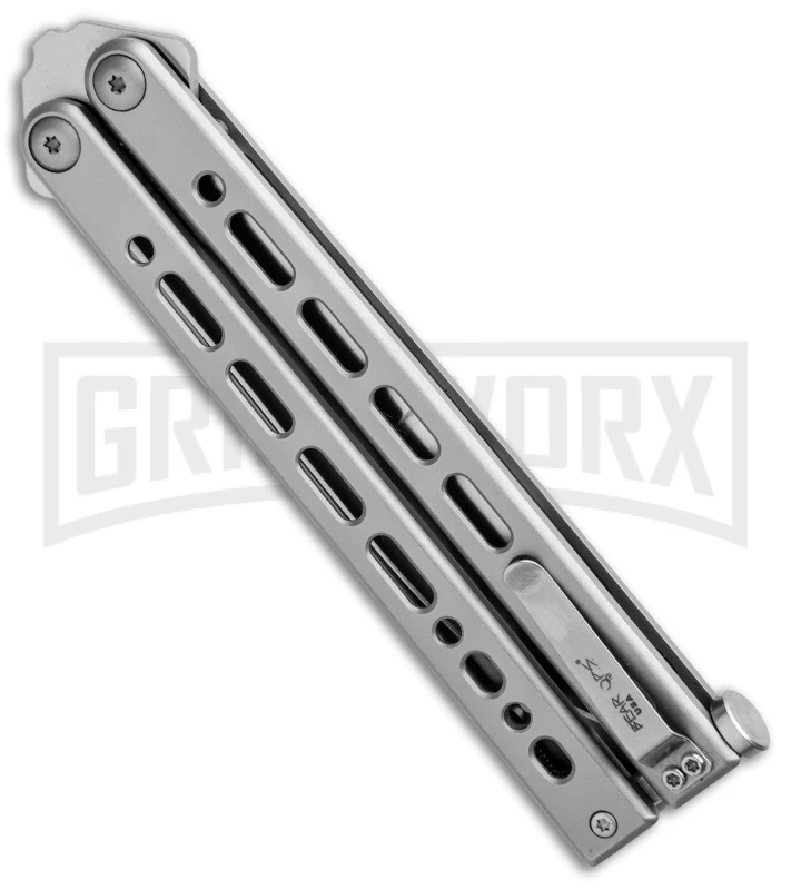 Bear Ops Bear Song VIII Gray Butterfly Knife - Clip Point Satin Plain 3 Bear Ops Bear Song VIII Gray Butterfly Knife - Clip Point Satin Plain - Image 3