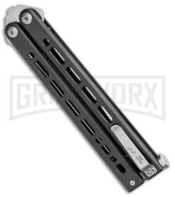 Bear Ops Bear Song VIII Black Butterfly Knife - TantoSatin Plain -Kershaw Sale Store Bear Ops Bear Song VIII Tanto Black Satin BHQ 107302 jr side large