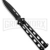 Bear & Son 115B Black Butterfly Knife - Black Plain -Kershaw Sale Store Bear Son 115B Large Butterfly Knife Black 4in Black BHQ 50072 td1 large