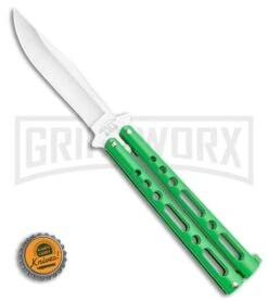 Bear & Son Knives Green Large 117 Balisong Butterfly Knife - Satin Plain -Kershaw Sale Store Bear Son Butterfly Green 117GR BHQ 114199 LS Bottlecappng large