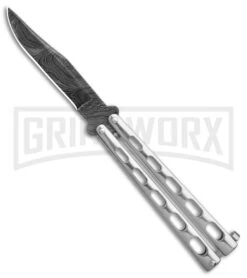 Bear &Son Knives SS14D Stainless Steel Butterfly Knife - Clip Point Damascus