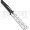 Bear & Son 115TANW White Butterfly Knife - Tanto Black Plain