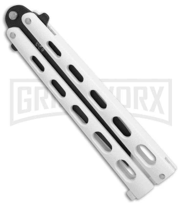 Bear & Son 115TANW White Butterfly Knife - Tanto Black Plain 3 Bear & Son 115TANW White Butterfly Knife - Tanto Black Plain - Image 3