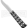 Bear And Son Knives 113B Small Black Balisong Butterfly Knife - Satin Plain -Kershaw Sale Store Bear and Son 113B Small Butterfly Balisong Knife Black Textured 3.3in Satin BHQ 0367 hd 2 large